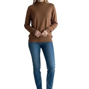 Nordstrom Brown Merino Wool Sweater Women’s Small Italy Extra Fine Knit Pullover